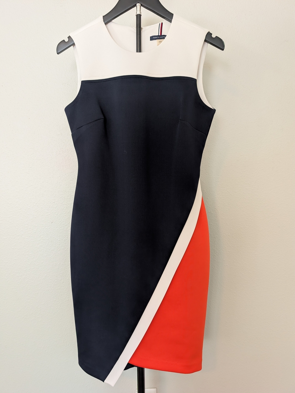 Tommy Hilfiger Navy, White & Red Colorblock Midi Sheath Dress